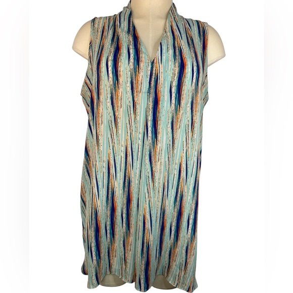 Worthington Tops - Worthington Vibrant Blue and Orange Sleeveless Tunic Women’s Large